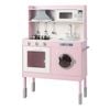 Costway Kid Pretend Play Kitchen Wooden Chef Kitchen Playset Toy Gift Pink