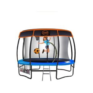Kahuna Trampoline 12 Ft With Basket Ball Set And Roof Cover -blue