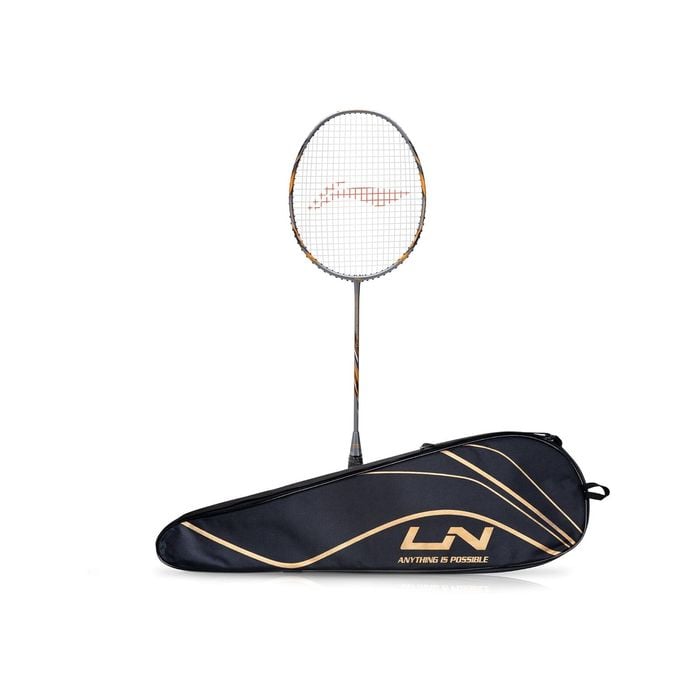 Li-Ning Super Series 900 Carbon Fibre Strung Badminton with Full Racket Cover (Grey/Copper) | Maximum String Tension - 30lbs
