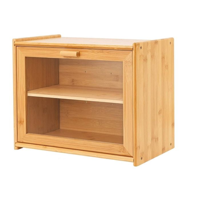 CARLA HOME Double Layer Bamboo Bread Box for Kitchen Counter with Large Capacity and Transparent Window