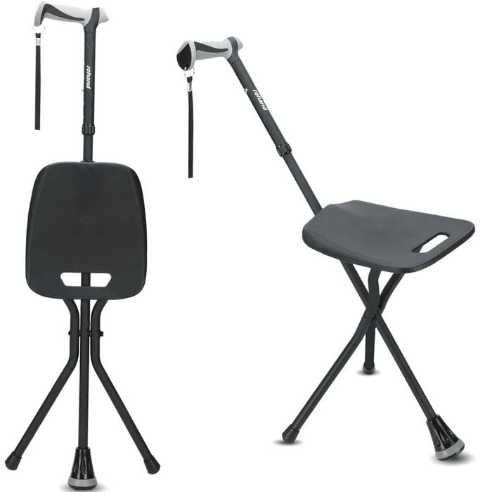 REHAND All Terrain Walking Cane with Seat For Men & Women
