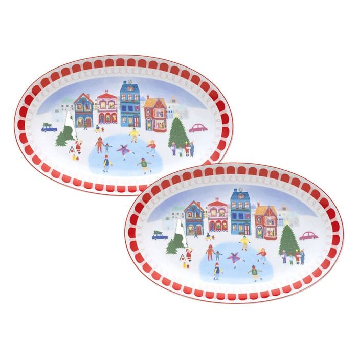 2PK Porto Porcelain Night Before Oval Serving Platter 40cm Multi-Coloured