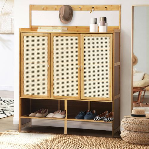 Oikiture Shoe Storage Cabinet Shoes Rack 3 Door w Hanging Hooks Bunnings Australia