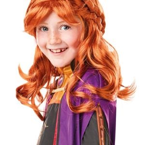 Anna Frozen 2 Wig Child Disney Halloween Costume Hair Plait Long Locks Auburn Colour, CHILD