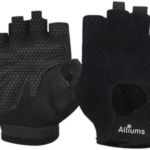 ALLIUMS Workout Gloves with Full Palm Protection Exercise Gloves (Pair), Black, Large