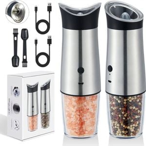 Splendid Living Electric Salt and Pepper Grinder Set 2 Packs USB Rechargeable Automatic