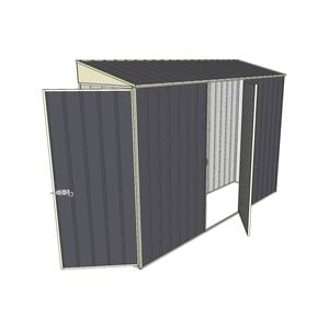 Build-a-Shed 0.8 x 3 x 2m Skillion Single Hinged Door Shed with Single Hinged Side Door - Grey