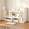 Ufurniture Desk Bookshelf with Storage 3-Tier Display Rack with Locking Bolts Corner Book Shelf for Home Office, White