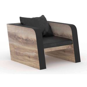 Modern Furniture FRANCO Single Seater Sofa - Warm Oak & Black