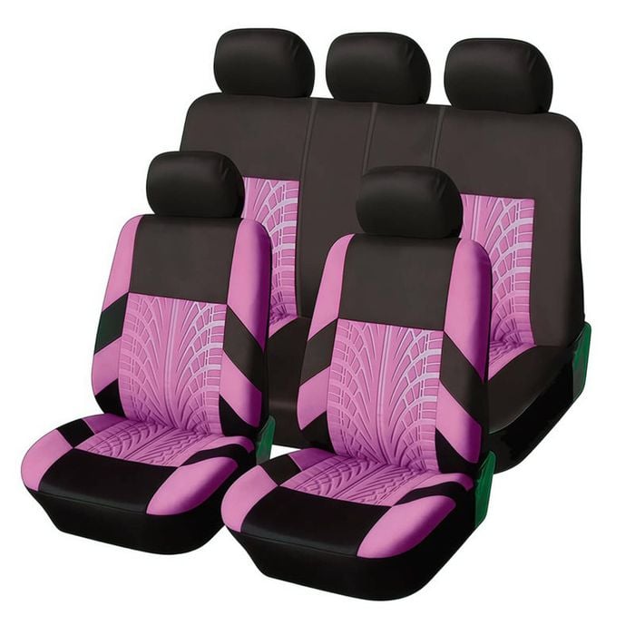 Catzon Car Seat Covers Full Set Universal Airbag Compatible Protector-Pink
