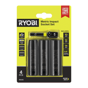 Ryobi 3/8" 4-Piece Metric Deep Impact Socket Set