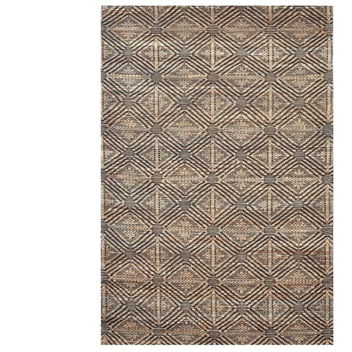 Inca Handwoven Tribal Jute Rug - 1094 - Natural/black - 110x160cm