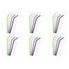 6x 4pc Appetito Silicone Bent Drinking Straws w/Brush 4 Asst. Colours