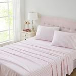 Laura Ashley Brampton Stripe Double Bed Flannelette Blush Pink
