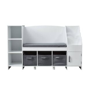 All 4 Kids Theodore White Book Case With Storage And Cushion