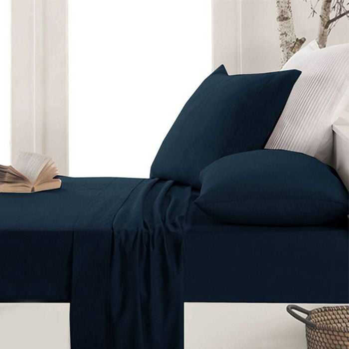 Ardor Micro Flannel Sheet Set Navy Single