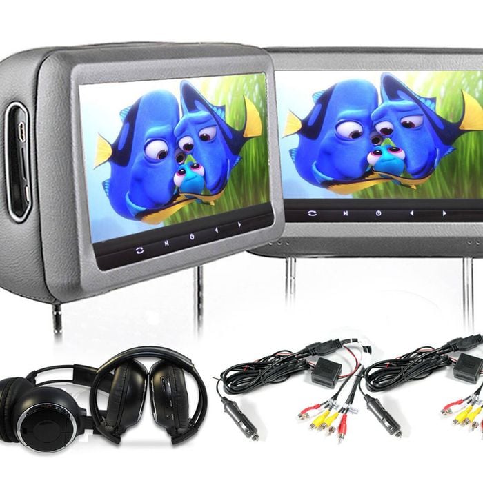 Elinz 2X10.1" HD Headrest Car DVD Player Monitor Pillow GREY