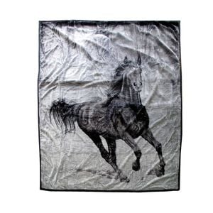 Bloomington 675gsm 2 Ply 3D Print Faux Mink Blanket Queen 200x240 cm Galloping Horse