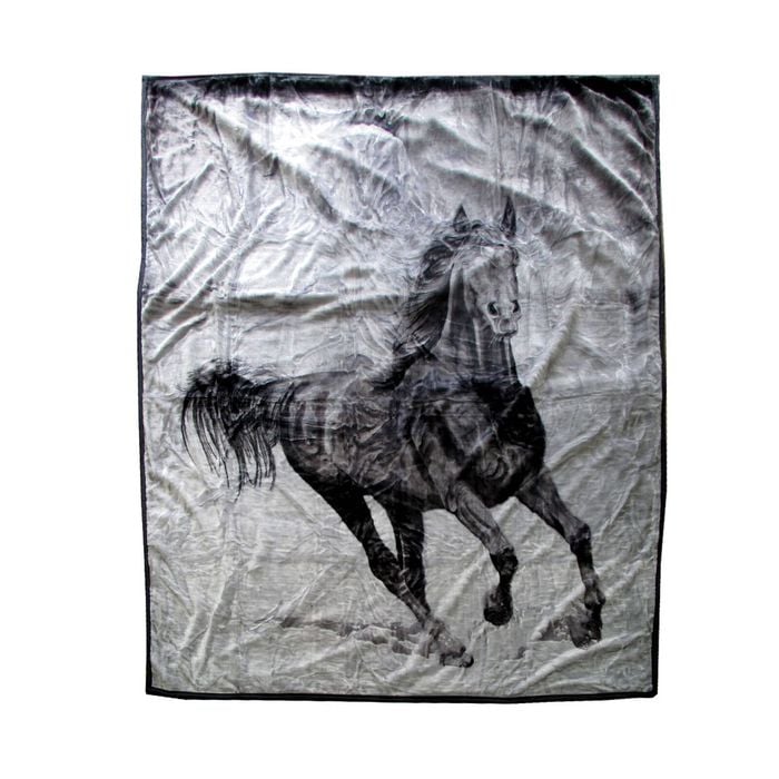 Bloomington 675gsm 2 Ply 3D Print Faux Mink Blanket Queen 200x240 cm Galloping Horse