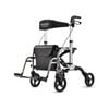 EQUIPMED 2-in-1 Folding Rollator Wheelchair Adjustable Mobility Walker w/ Park Brakes & Bag, Silver