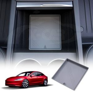Center Console Organizer Mat for Tesla Model 3 Highland 2023-Onwards Grey Soft Silicone Non-Slip