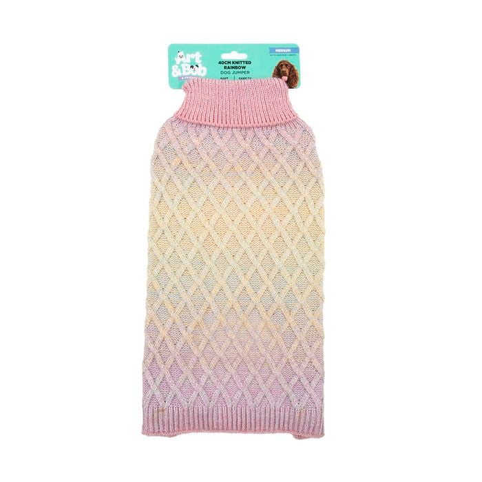 Art & Bob 40cm Rainbow Medium Diamond Knitted Dog Jumper