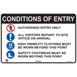 Pinnacle 600 x 400mm Autho Only Poly Conditions Of Entry Sign