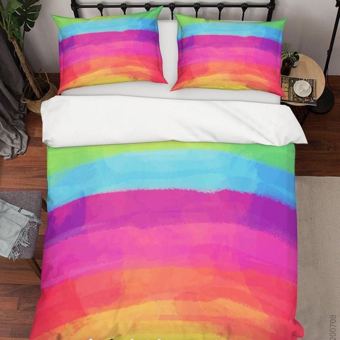 3D Watercolor Rainbow Quilt Cover Set Bedding Set Duvet Cover Pillowcases SF20
