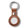 MEZON Brown PU Leather Protective Case Holder for Apple AirTag with Keychain Ring