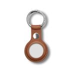 MEZON Brown PU Leather Protective Case Holder for Apple AirTag with Keychain Ring