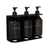 Living Elements Bathroom Black & Amber Wall Mounted Triple Soap Bottle Holder & Bottles 