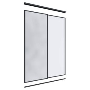 Lugna 2400 x 1201-1800mm Black 1 Mirror 1 Melamine Wardrobe Double Sliding Doors