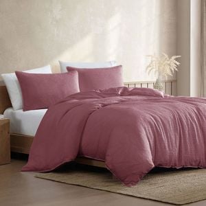Ardor Double Boardwalk Quilt Cover Bedding Set w/ Pillowcase - Lipstick
