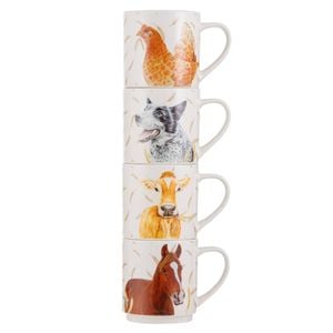 Ashdene Farmyard Faces 2 Set Of 4 Stackable Mugs
