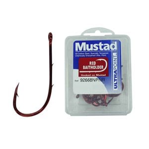 Mustad 92668npnr - Size 4 Qty 50 - Red Baitholder Chemically Sharpened