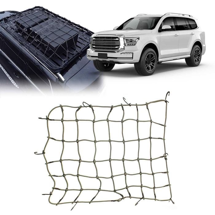 Roof Top Rack Cargo Net for GWM Tank 500 2024 Steel Hook Adjustable Luggage Bungee Net