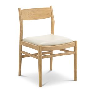 Calum Set Of 2 Ivory Cream Leather Dining Chair In Teakwood