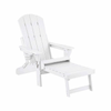 HOMFURN Folding Adirondack Chair with Footrest White