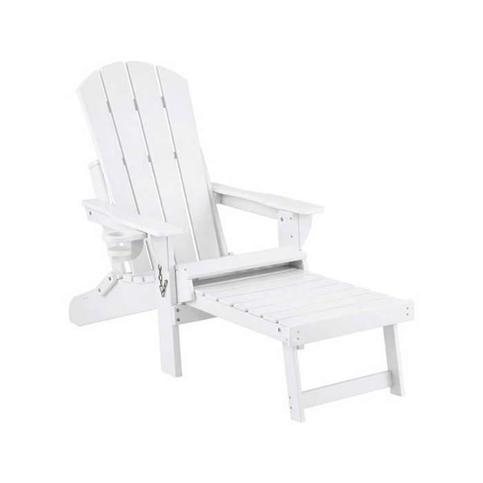 HOMFURN Folding Adirondack Chair with Footrest White