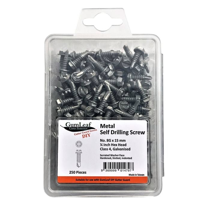 GumLeaf 8G x 15mm Hex Head Galvanised Self Drilling Screw - 250 Pack