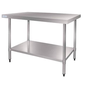 Vogue Stainless Steel Prep Table With Upstand And Undershelf T383 1800x600x900mm