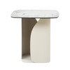 Raimon Furniture Avalor Marble Effect Ceramic Tempered Glass Square End Side Table Milan White