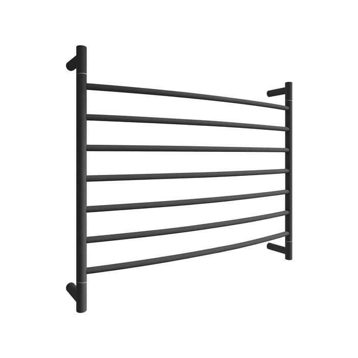 Barelli Matte Black 7 Bar Round Curved Heated Towel Rail