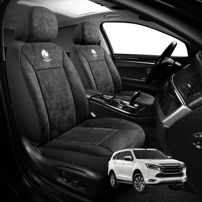 Australian Goose Edition Front Seat Covers for Isuzu MU-X 2021 - Current (RJ) - Suede, Universal Fit - Black
