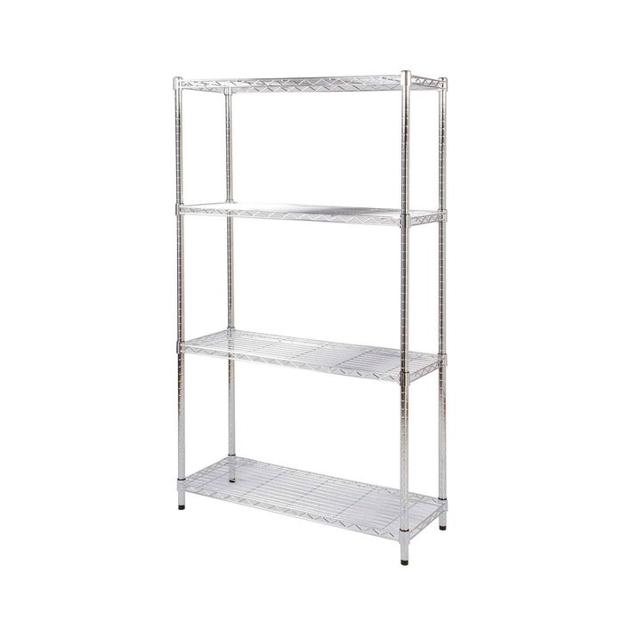 4 Tier Chrome Steel Shelving Rack Storage Organizer Shelf - 1600x900x 300mm in Silver - Silver | 1600 x 900 x 300mm | Chrome