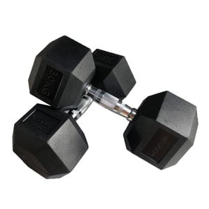 Xin 2 Pack of 30kg Hex Rubber Coat Iron Dumbell Strength Weight Training - Total 60kg