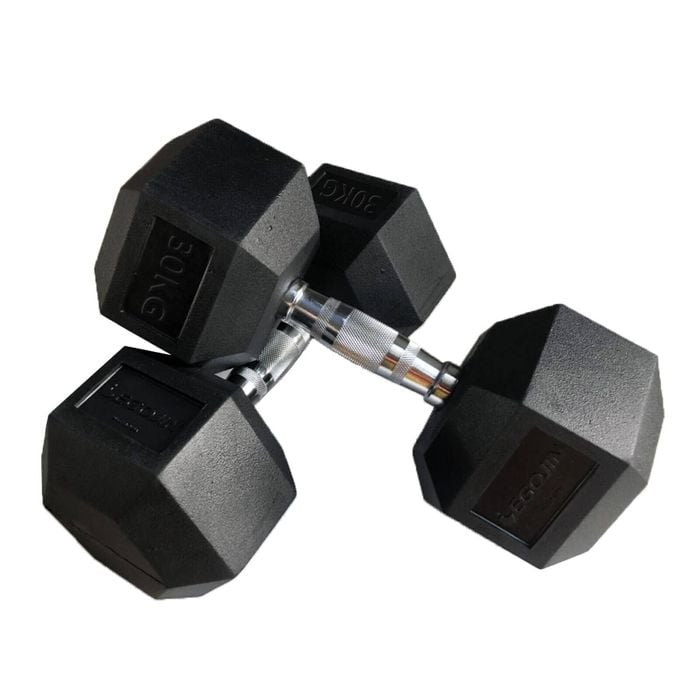 Xin 2 Pack of 30kg Hex Rubber Coat Iron Dumbell Strength Weight Training - Total 60kg