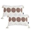 SOGA 2X Boho Tufted Cushion 30x50cm Tassel White Brown Circle Decorative Throw Pillow