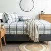 Park Avenue Egyptian Cotton Flannelette Sheet Pillow Case Set Plaid Long Single