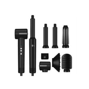 Ellie & Ruby 7-in-1 Hot Air Hair Styler 1400W Dryer Brush Curler Black